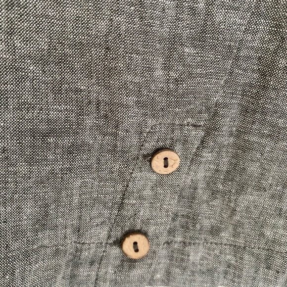 Light Gray Peter Pan Collar 3/4 Sleeve linen Blouse - Picture 4 of 5